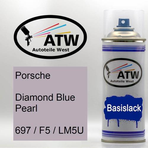 Porsche, Diamond Blue Pearl, 697 / F5 / LM5U: 400ml Sprühdose, von ATW Autoteile West.